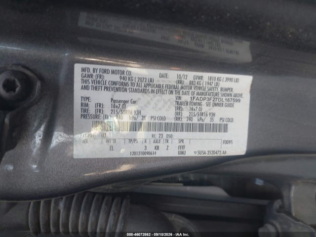 Продаж на аукціоні авто 2013 Ford Focus Se, vin: 1FADP3F27DL167599, номер лоту: 46072862
