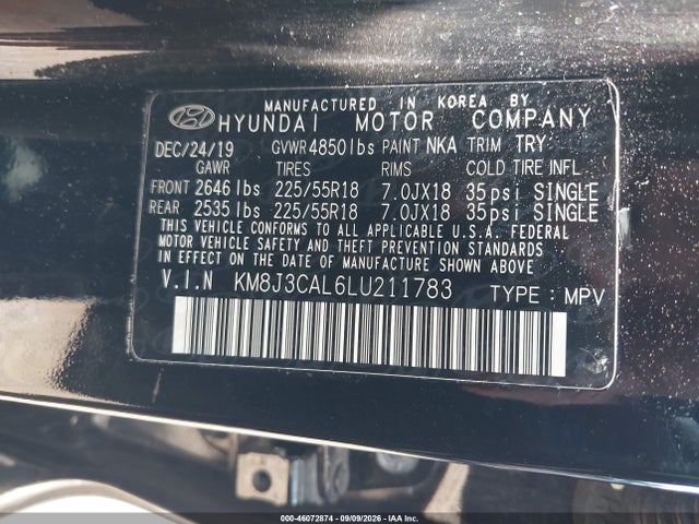 Продаж на аукціоні авто 2020 Hyundai Tucson Sel, vin: KM8J3CAL6LU211783, номер лоту: 46072874