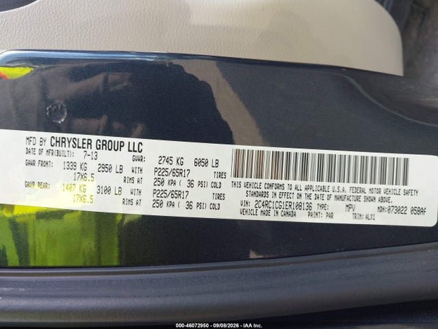 46072950 :رقم المزاد ، 2C4RC1CG1ER108136 vin ، 2014 Chrysler Town & Country Touring-l مزاد بيع