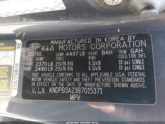 Продажа на аукционе авто 2011 Kia Sportage Lx, vin: KNDPB3A23B7015371, номер лота: 46073008