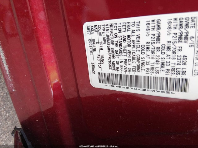 Продаж на аукціоні авто 2015 Nissan Rogue Select S, vin: JN8AS5MV3FW765831, номер лоту: 46073049