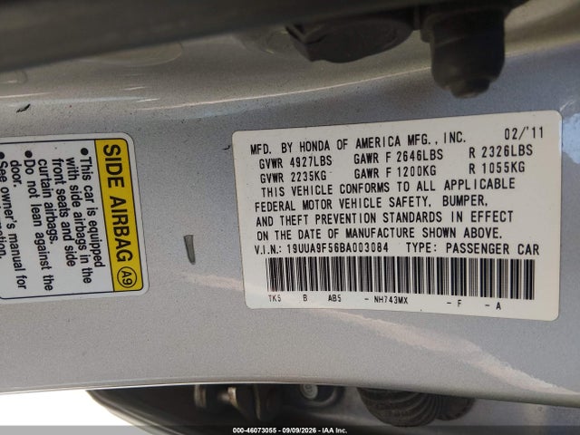 Продажа на аукционе авто 2011 Acura Tl 3.7, vin: 19UUA9F56BA003084, номер лота: 46073055