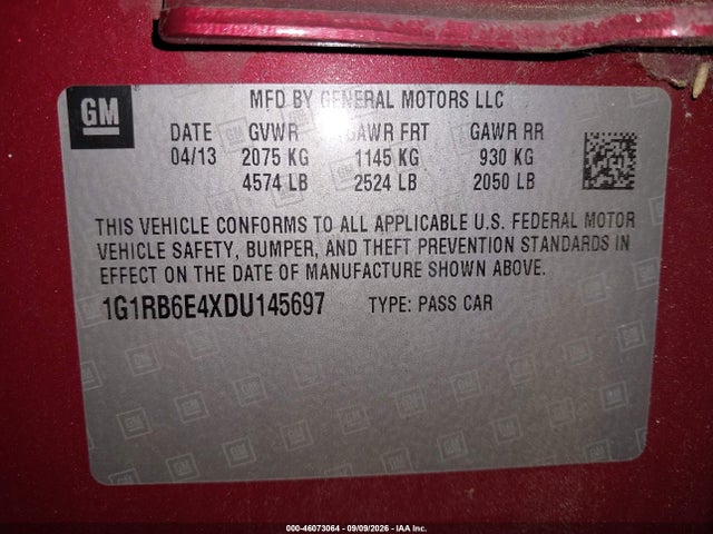 Продажа на аукционе авто 2013 Chevrolet Volt, vin: 1G1RB6E4XDU145697, номер лота: 46073064