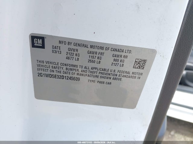 Aukcja sprzedaży 2013 Chevrolet Impala Police, vin: 2G1WD5E32D1245609, numer aukcji: 46073103