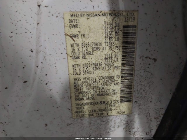 Nissan Frontier Sv 2019 1N6AD0ERXKN882393 Image 9