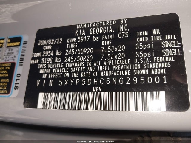 Продажа на аукционе авто 2022 Kia Telluride Sx, vin: 5XYP5DHC6NG295001, номер лота: 46073144