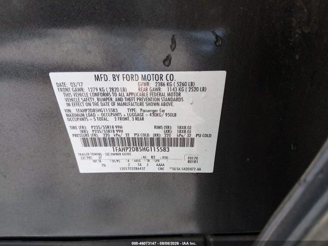 Продаж на аукціоні авто 2017 Ford Taurus Se, vin: 1FAHP2D85HG115583, номер лоту: 46073147
