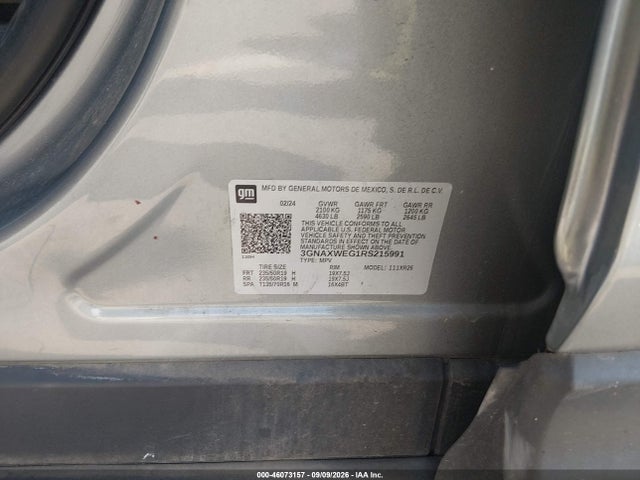 46073157 :رقم المزاد ، 3GNAXWEG1RS215991 vin ، 2024 Chevrolet Equinox Awd Rs مزاد بيع