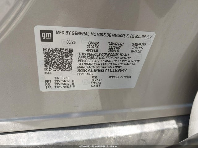 46073170 :رقم المزاد ، 3GKALMEG7TL189847 vin ، 2026 Gmc Terrain Fwd Elevation مزاد بيع