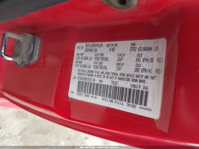 Продаж на аукціоні авто 2000 Dodge Dakota Slt/sport, vin: 1B7GG22N8YS531140, номер лоту: 46073180