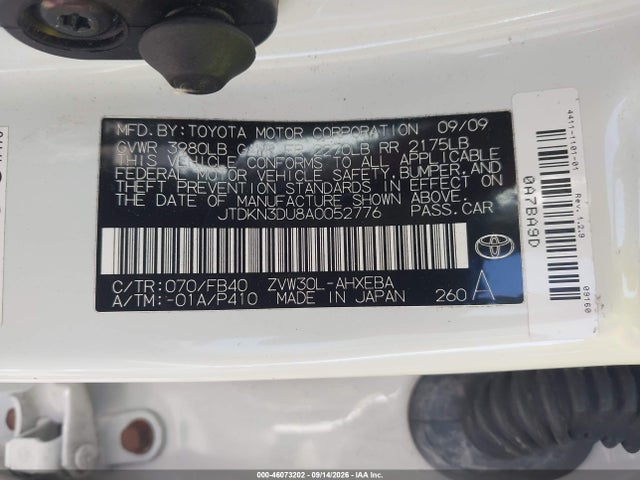 Aukcja sprzedaży 2010 Toyota Prius Iii, vin: JTDKN3DU8A0052776, numer aukcji: 46073202