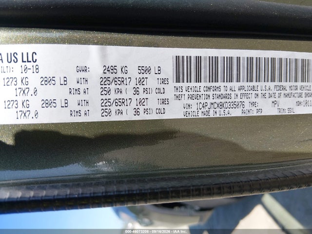 2019 Jeep Cherokee Latitude 4x4 მანქანა იყიდება აუქციონზე, vin: 1C4PJMCX8KD335076, აუქციონის ნომერი: 46073208