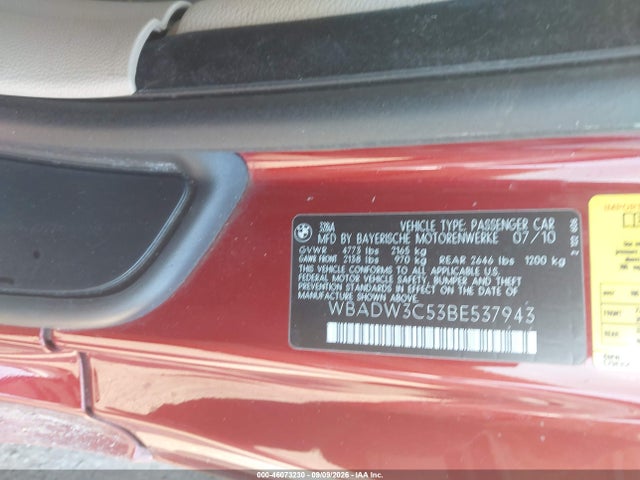 46073230 :رقم المزاد ، WBADW3C53BE537943 vin ، 2011 Bmw 328i مزاد بيع