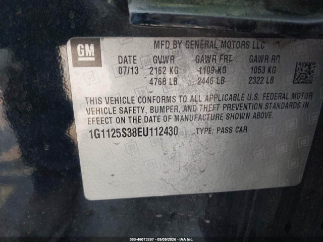 Продаж на аукціоні авто 2014 Chevrolet Impala 2lt, vin: 1G1125S38EU112430, номер лоту: 46073297