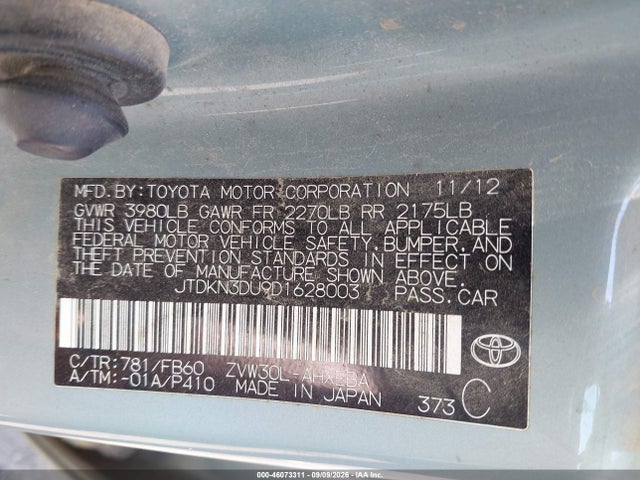 46073311 :رقم المزاد ، JTDKN3DU9D1628003 vin ، 2013 Toyota Prius Three مزاد بيع