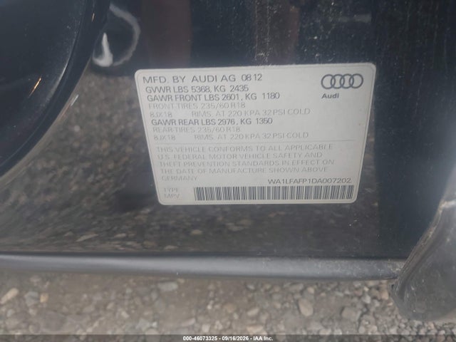 Aukcja sprzedaży 2013 Audi Q5 2.0t Premium, vin: WA1LFAFP1DA007202, numer aukcji: 46073325