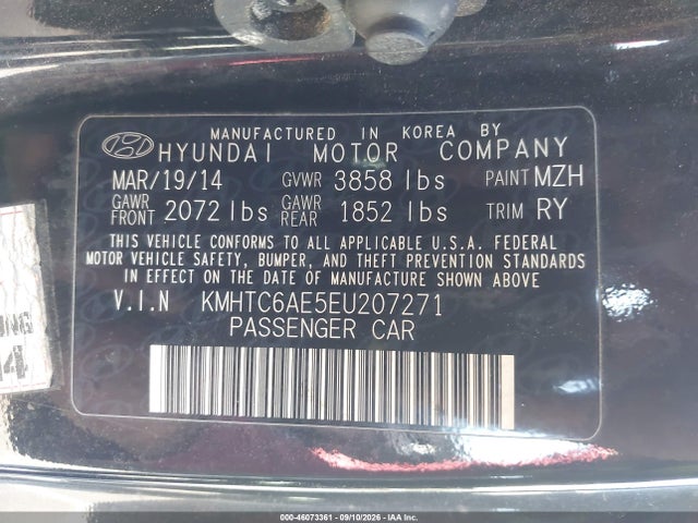 Продажа на аукционе авто 2014 Hyundai Veloster Turbo W/blue, vin: KMHTC6AE5EU207271, номер лота: 46073361