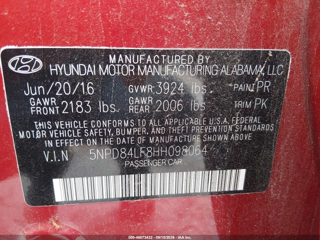 Продаж на аукціоні авто 2017 Hyundai Elantra Se, vin: 5NPD84LF8HH098064, номер лоту: 46073432