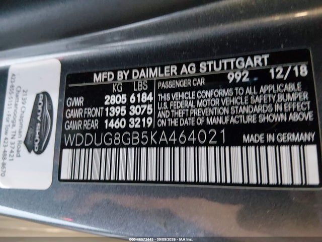 Продаж на аукціоні авто 2019 Mercedes-benz S 560 4matic, vin: WDDUG8GB5KA464021, номер лоту: 46073445