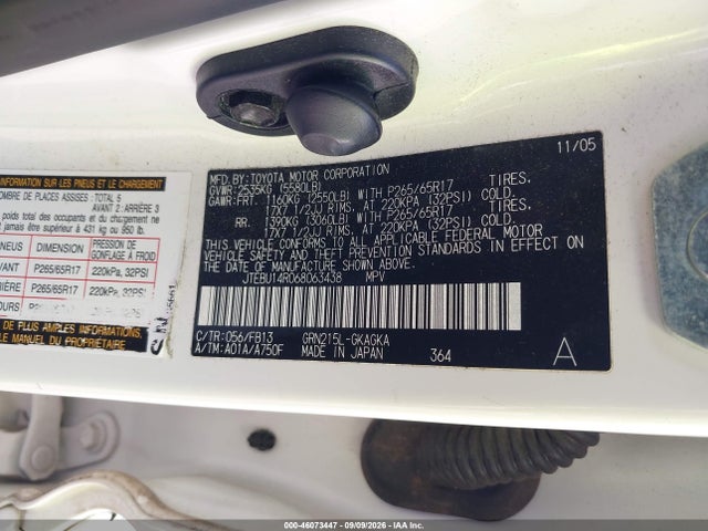 46073447 :رقم المزاد ، JTEBU14R068063438 vin ، 2006 Toyota 4runner Sr5/sport مزاد بيع