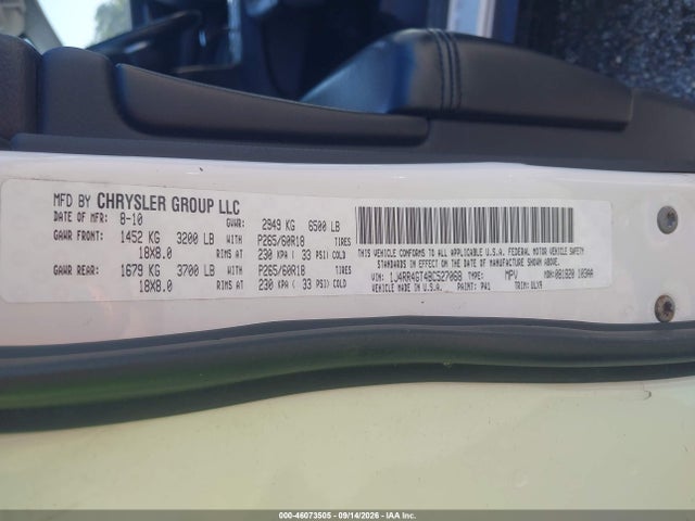 2011 Jeep Grand Cherokee Laredo მანქანა იყიდება აუქციონზე, vin: 1J4RR4GT4BC527068, აუქციონის ნომერი: 46073505