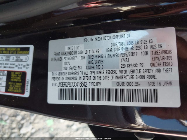 Aukcja sprzedaży 2012 Mazda Cx-7 I Sv, vin: JM3ER2A57C0416642, numer aukcji: 46073507