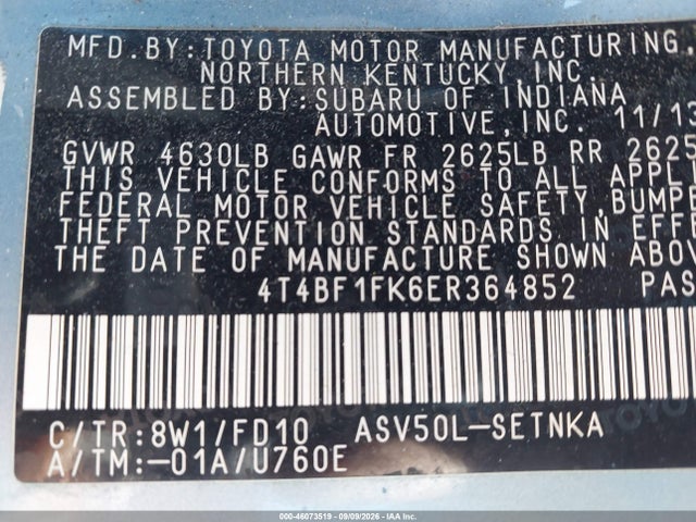 Продаж на аукціоні авто 2014 Toyota Camry Le, vin: 4T4BF1FK6ER364852, номер лоту: 46073519