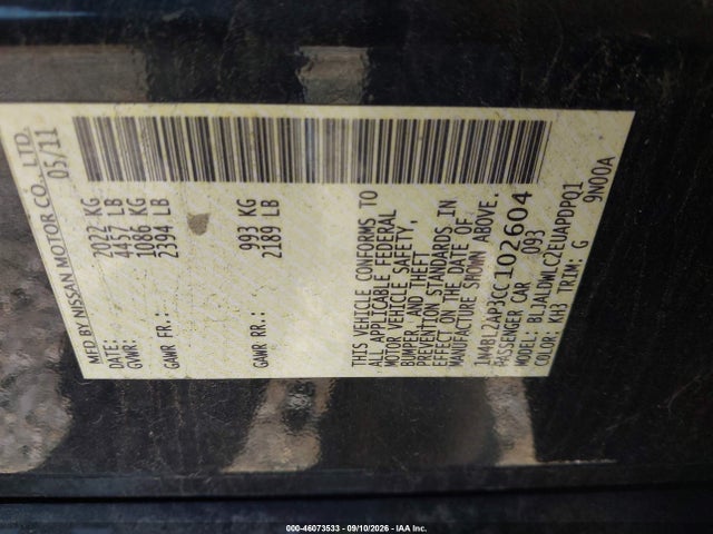 Aukcja sprzedaży 2012 Nissan Altima 3.5 Sr, vin: 1N4BL2AP3CC102604, numer aukcji: 46073533