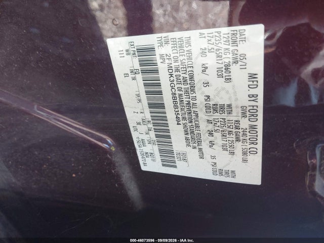 2011 Ford Edge Se მანქანა იყიდება აუქციონზე, vin: 2FMDK3GC8BBB35494, აუქციონის ნომერი: 46073596