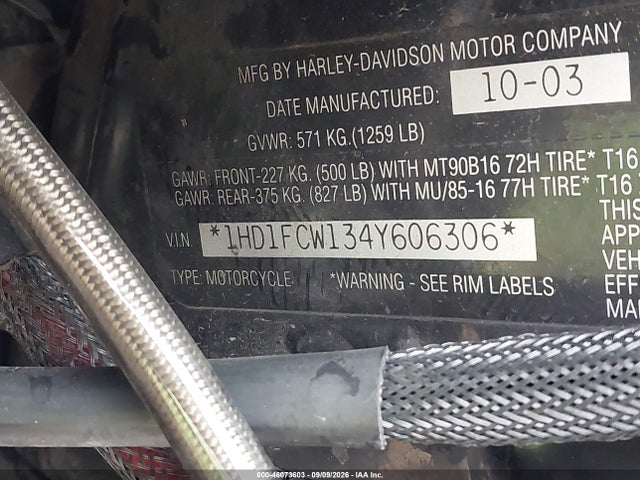 Продаж на аукціоні авто 2004 Harley-davidson Flhtcui, vin: 1HD1FCW134Y606306, номер лоту: 46073603