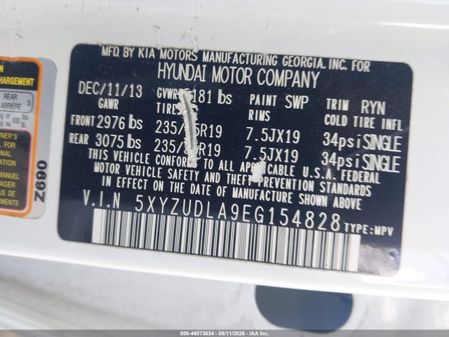 Продаж на аукціоні авто 2014 Hyundai Santa Fe Sport 2.0l Turbo, vin: 5XYZUDLA9EG154828, номер лоту: 46073634