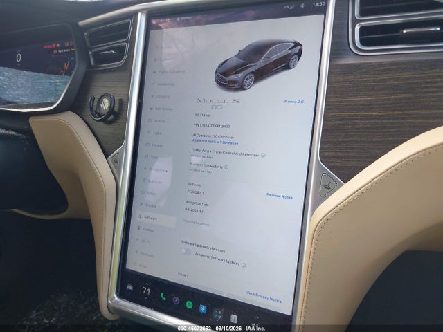 2015 Tesla Model S 60/70/85 მანქანა იყიდება აუქციონზე, vin: 5YJSA1E11FF118436, აუქციონის ნომერი: 46073663