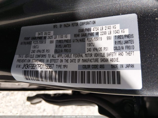 Aukcja sprzedaży 2023 Mazda Cx-5 2.5 S Premium Plus, vin: JM3KFBEM7P0119387, numer aukcji: 46073666