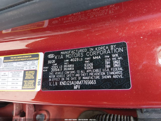 Aukcja sprzedaży 2021 Kia Soul Lx, vin: KNDJ23AU4M7765663, numer aukcji: 46073699