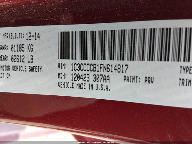 Продажа на аукционе авто 2015 Chrysler 200 C, vin: 1C3CCCCB1FN614817, номер лота: 46073727