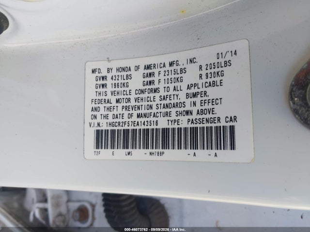 2014 Honda Accord Sport მანქანა იყიდება აუქციონზე, vin: 1HGCR2F57EA143516, აუქციონის ნომერი: 46073762