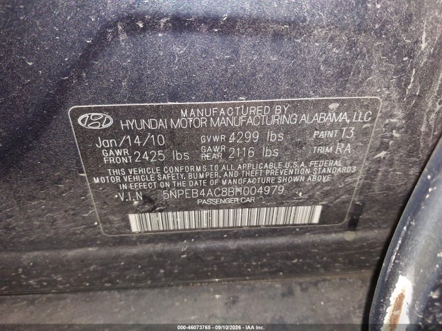 Продажа на аукционе авто 2011 Hyundai Sonata Gls, vin: 5NPEB4AC8BH004979, номер лота: 46073765