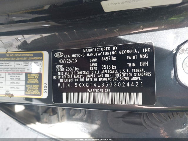 Продаж на аукціоні авто 2016 Kia Optima Lx, vin: 5XXGT4L35GG024421, номер лоту: 46073825
