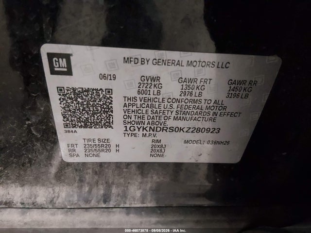 Продаж на аукціоні авто 2019 Cadillac Xt5 Luxury, vin: 1GYKNDRS0KZ280923, номер лоту: 46073878