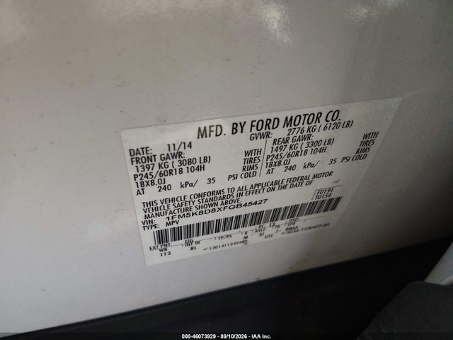 Продаж на аукціоні авто 2015 Ford Explorer Xlt, vin: 1FM5K8D8XFGB45427, номер лоту: 46073929