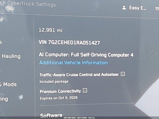 2024 Tesla Cybertruck All-wheel Drive მანქანა იყიდება აუქციონზე, vin: 7G2CEHED1RA051427, აუქციონის ნომერი: 46073942