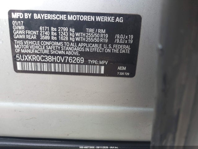 Aukcja sprzedaży 2017 Bmw X5 Xdrive35i, vin: 5UXKR0C38H0V76269, numer aukcji: 46073958