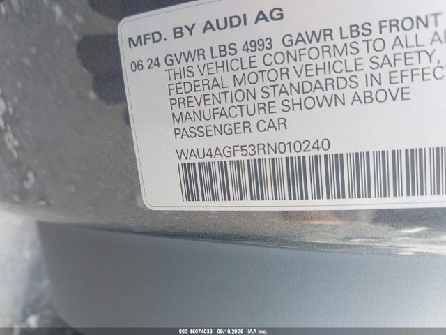 2024 Audi A5 Cabriolet Premium Plus 45 Tfsi S Line Quattro S Tronic მანქანა იყიდება აუქციონზე, vin: WAU4AGF53RN010240, აუქციონის ნომერი: 46074033