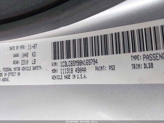 Aukcja sprzedaży 2008 Chrysler Sebring Limited, vin: 1C3LC65M98N169794, numer aukcji: 46074066