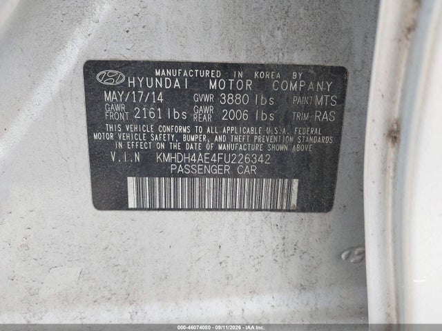 Продаж на аукціоні авто 2015 Hyundai Elantra Se, vin: KMHDH4AE4FU226342, номер лоту: 46074080