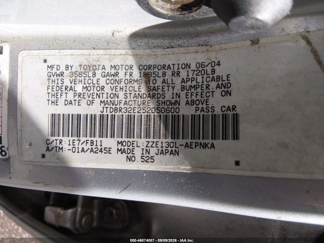 Продаж на аукціоні авто 2005 Toyota Corolla Le, vin: JTDBR32E252050600, номер лоту: 46074087