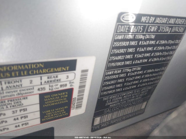 46074145 :رقم المزاد ، SALGS2TF6FA242355 vin ، 2015 Land Rover Range Rover 5.0l V8 Supercharged مزاد بيع