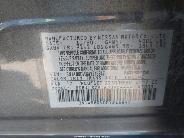 Aukcja sprzedaży 2021 Nissan Sentra Sr Xtronic Cvt, vin: 3N1AB8DV0MY215847, numer aukcji: 46074147