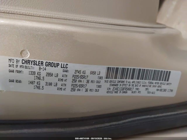 Продаж на аукціоні авто 2015 Chrysler Town & Country Touring-l, vin: 2C4RC1CG8FR506817, номер лоту: 46074169