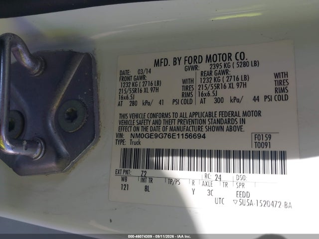 Aukcja sprzedaży 2014 Ford Transit Connect Titanium, vin: NM0GE9G76E1156694, numer aukcji: 46074309